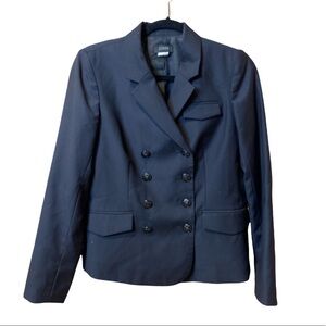 J. Crew Double Breasted Bonnie Blazer Wool Navy Blue Size 8